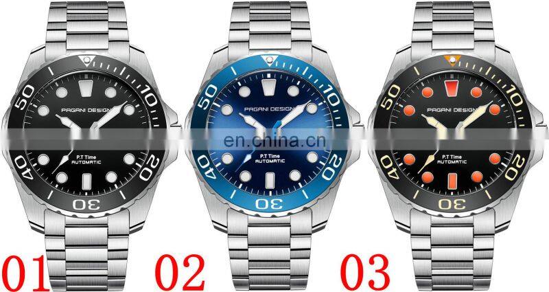 PAGANI DESIGN 1632 Men's Mechanical Fashion Luxury Brand Automatic Self-Wind Stainless Steel Wrist Watch