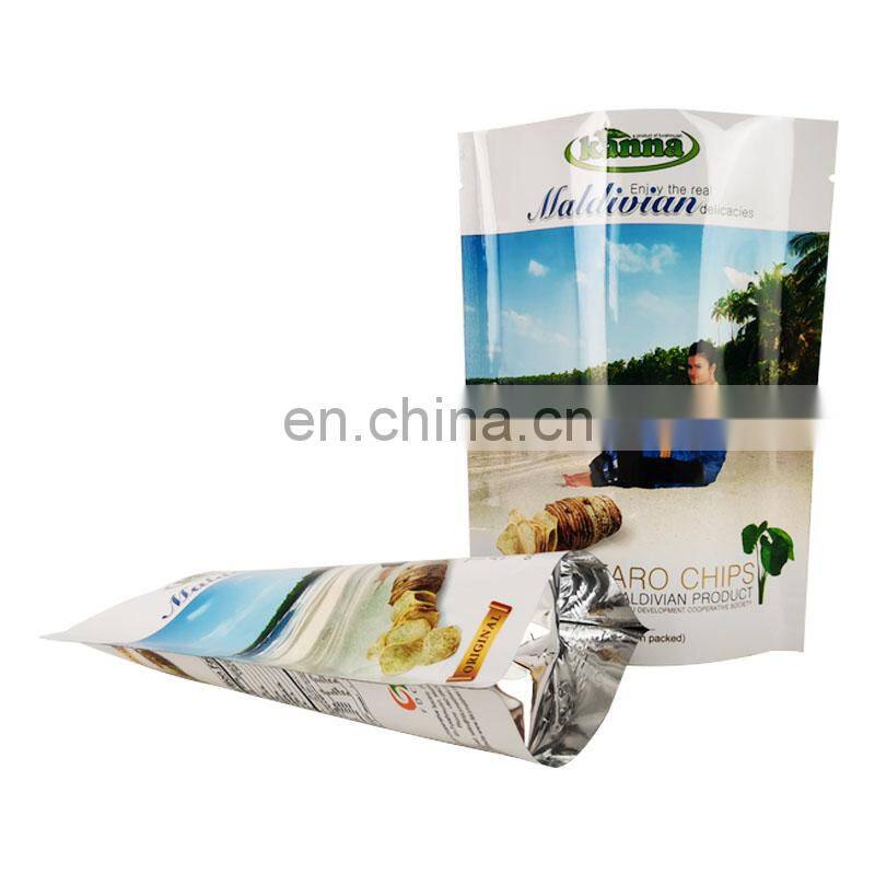 Customized logo potato chips food packing stand up pouch bag with aluminum foil