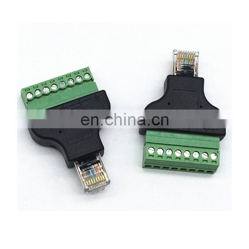 Easy Use Network RJ45 Male To 8 Pin Block Av Terminal Connector Screw Adaptor