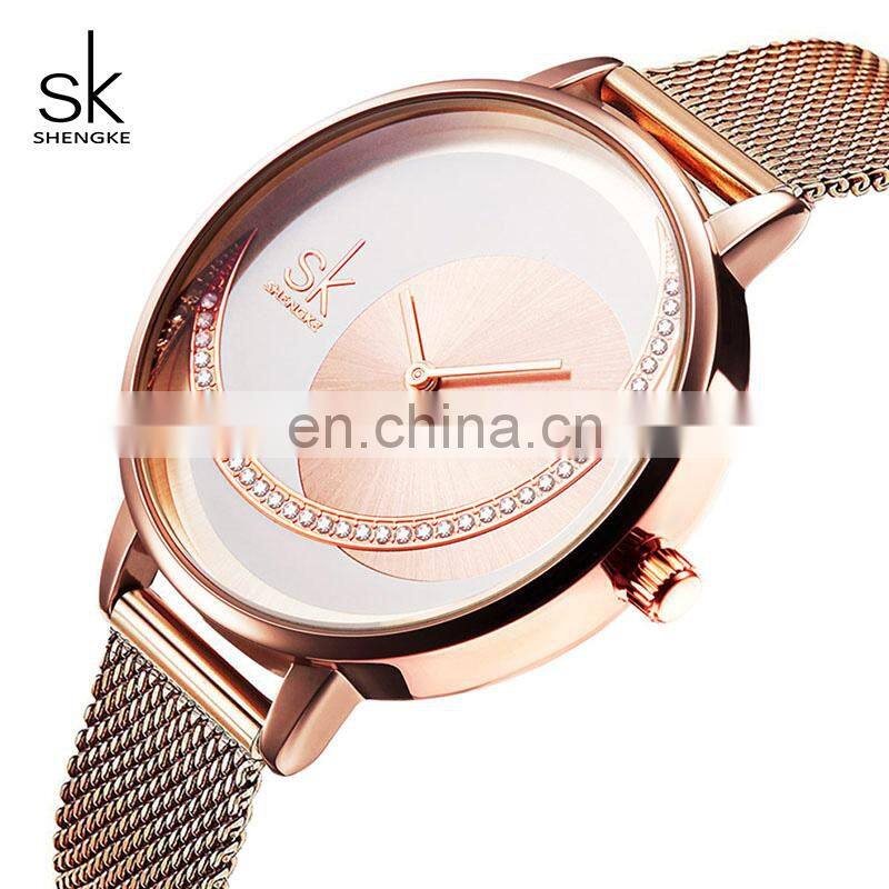 SHENGKE Popular Ladies Watches Gift Sets / Rosegold Plated Jewelry Wacth Gift Set / Rosegold Plated Women Watch Jewelry Set