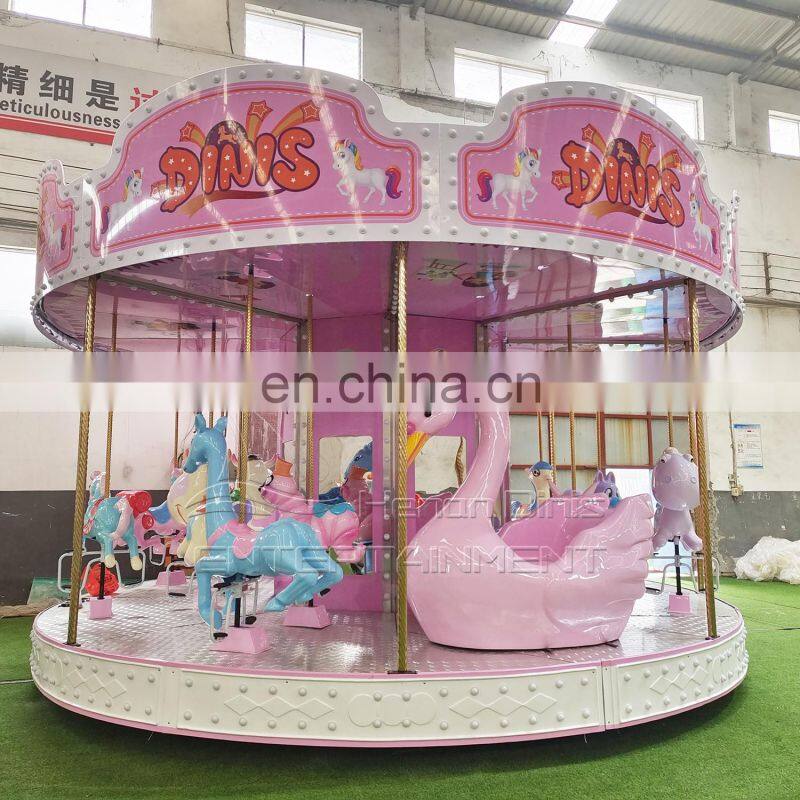Popular playground pony ride fairground horse ride pink themed carousel merry go round machine for sale