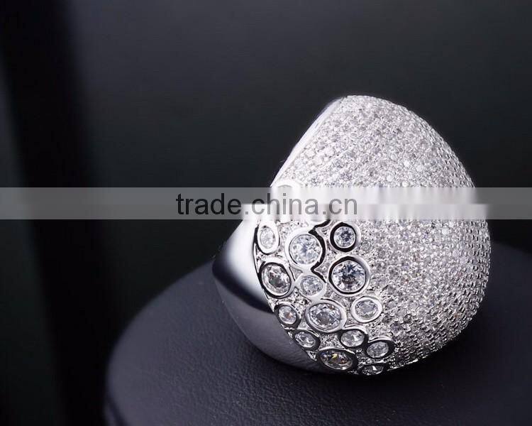 Crystal Luxury Wedding Jewelry Must Buy Design Pave Setting Zircon Chunky Ring