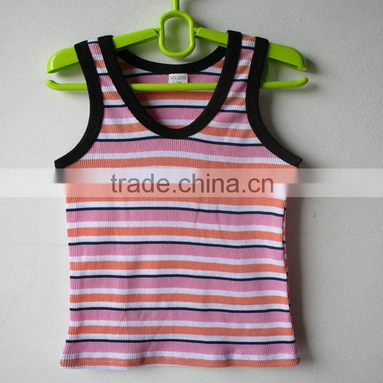 0.42USD Wholesale Stock Hot Sales Fashion Style Summer Blank Colorful Cotton Cheap Wholesale Kids Singlets/Vest ( kctbx002)
