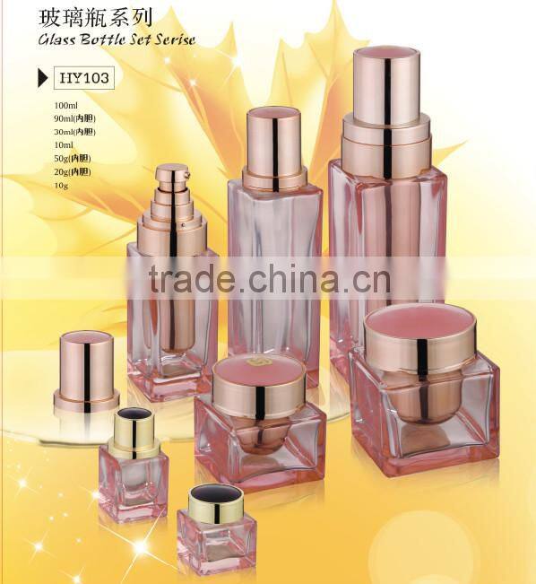 Thick wall glass bottle and luxcury jar,transparent glass bottle pump sprayer