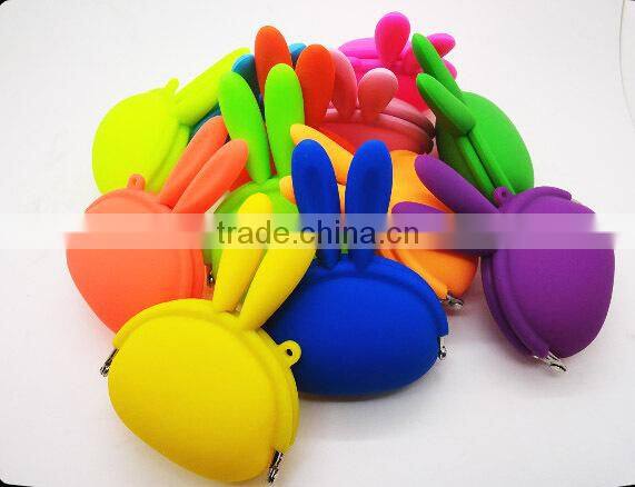 2015 Rabbit ears shaped silicone money pouch/ latest designs silicon rubber change purse