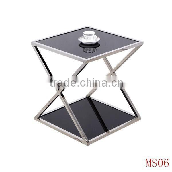 cheap black glass and chrome end table