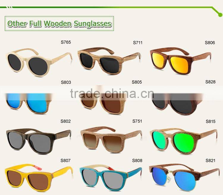 Plastic frame Bamboo arms sunglasses handmade, bamboo eyewear, bamboo sunglasses China