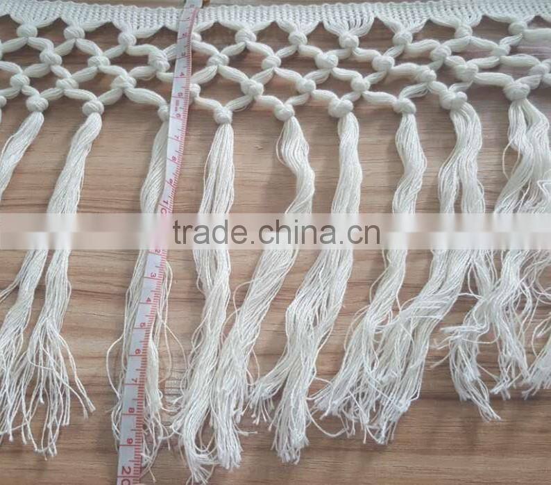 Sedex Audited Factory 2 Pillar 20cm off-white color Cotton Fringe laces