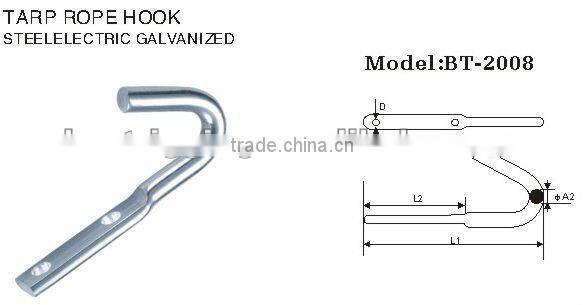 Manufacturer Price Zinc Plated Tarp Tow Rope Hook in China Rigging Hardware