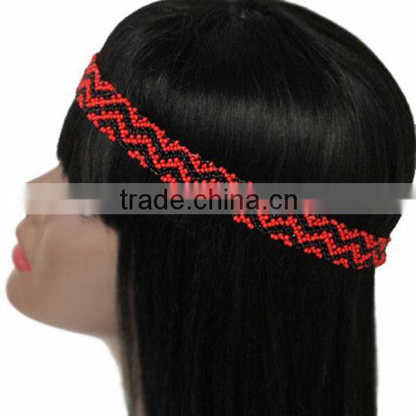 BRAIDED FASHION SEED BEADED STRETCH HEADBAND FASHION HAIR JEWELRY