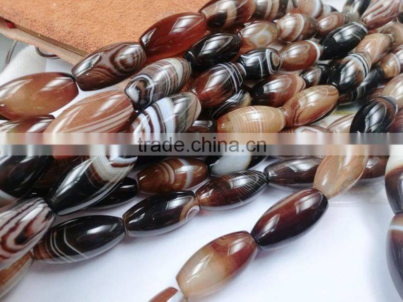 Beautiful Natural Smooth drum Brown Agate strip loose beads