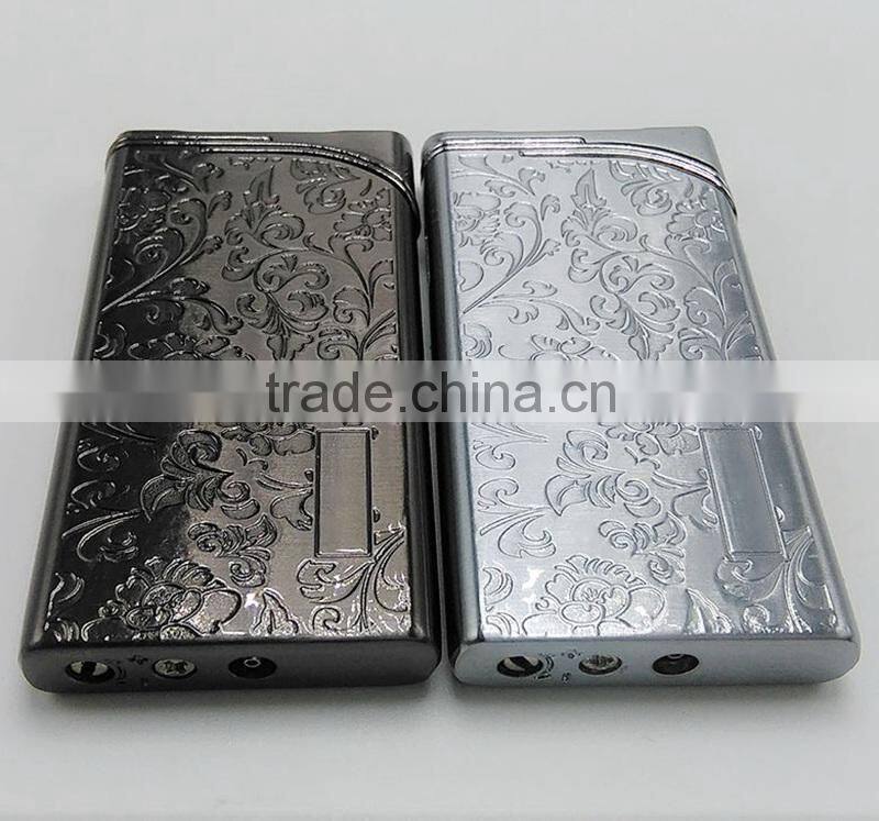 Silver metal lighters laser cigarette case thin lighter