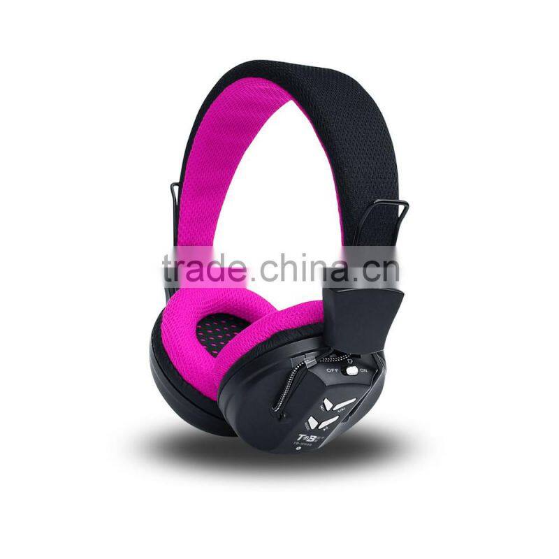 Built in FM radip headphones with TF card,Super bass woreless mp3 player headphone