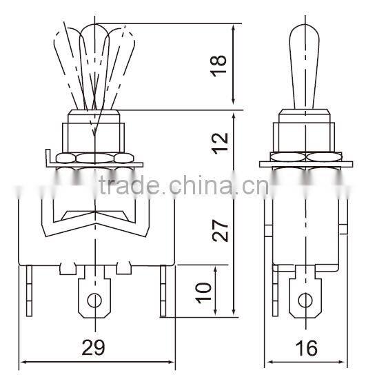CNTD Manufacture High Quality Mini Toggle Switch ON-OFF-ON 4pin Spring Loaded Toggle Switch C513A