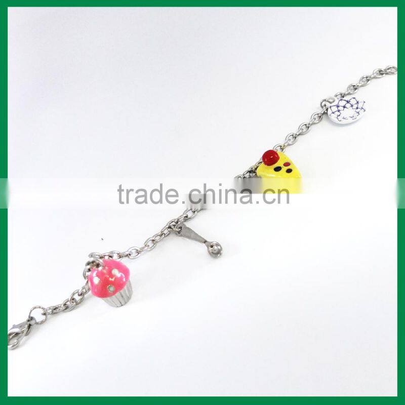 Cutie Cup Cake Zinc Alloy Charms Bracelet