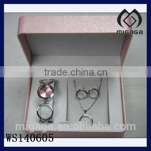 fashion wholesale nice design watch set with watch necklace earrrings