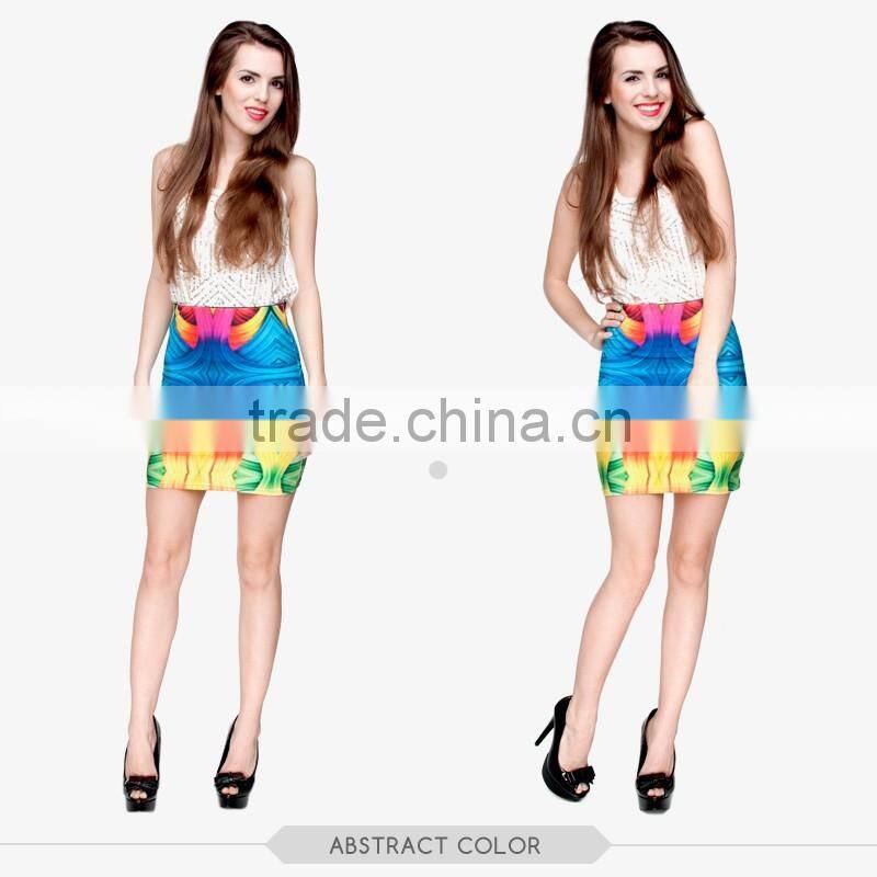 Women fashion summer sexy girls tight slim mini skirt high quality 3d digital full print custom hot sale tube stretchy skirt