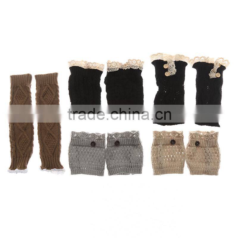 children girls crochet kniting leg warmers with buttons