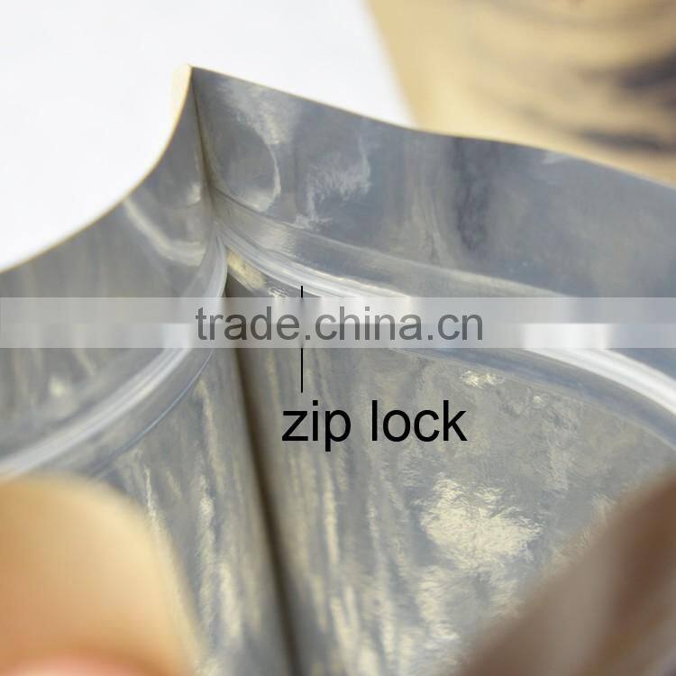 16x18cm food grade kraft paper +pe lamination printing zipper bag with bottom gusset