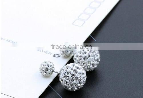 >< BEST SELLING Rhinestone Stud Earrings crystal Double Ball earring/