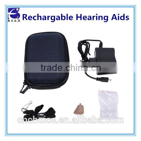 wireless rechargable deaf hearing aids for elder of baige color with cordless