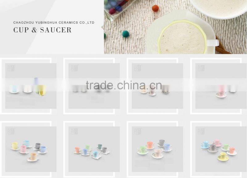 Wholesale Ceramic Tea Cups and Saucers with White Handle