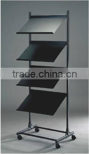 4 tier black magazines and newspapers stand