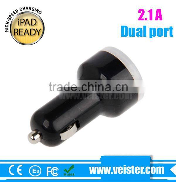 5V 2.1A Dual USB Car Adapter for iPhone, smartphone