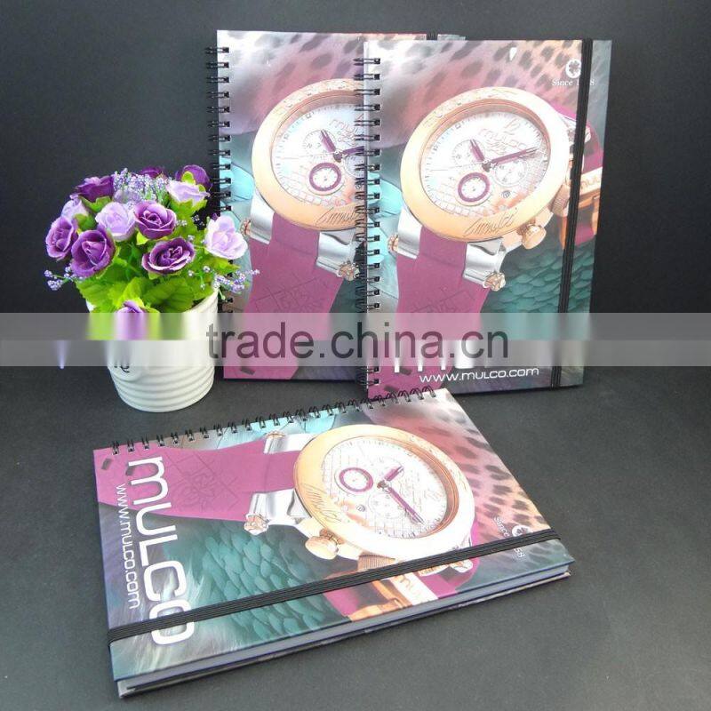 A5 paper hardcover spiral journal with black elastic band