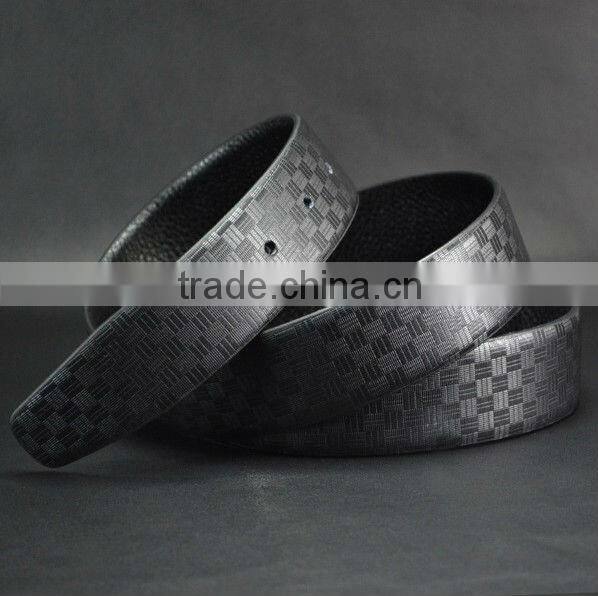 Cubic grid textured genuine cowhide leather mens western belts