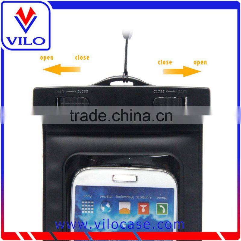 Touchable screen waterproof pouch with neck strap