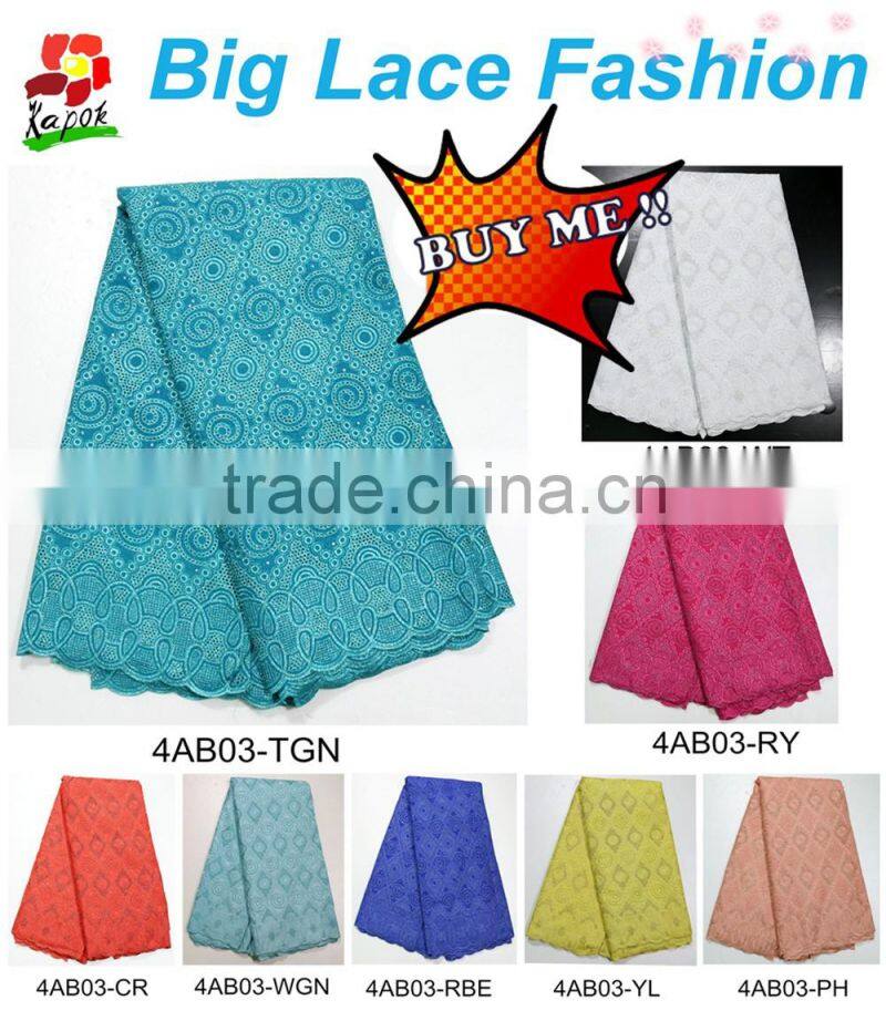 2015 new arrival bule 100 % cotton big voile lace polish lace fabrics wholesale