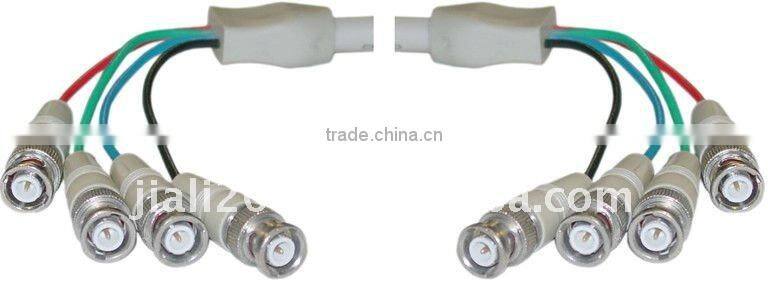 10ft/3m Double-Shielded 4BNC to 4BNC cctv cable with 2 Ferrites