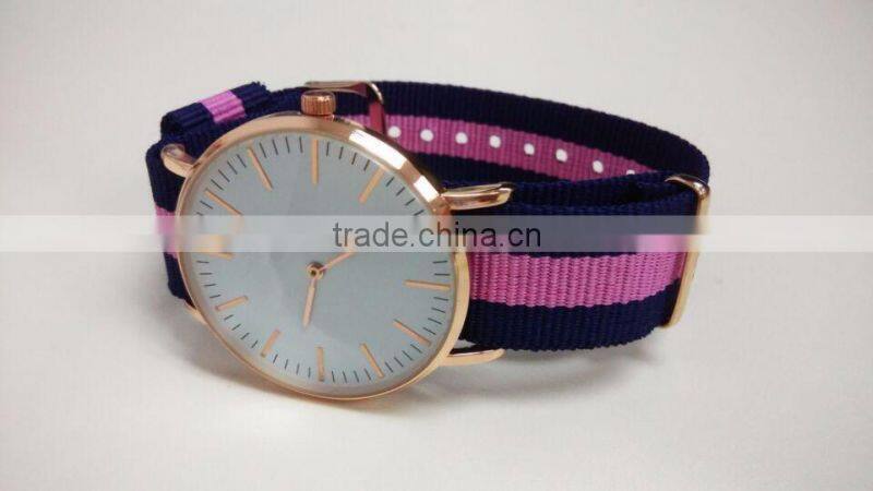 customized your logo Men Women Real Leather Nylon whatchband Luxury Rose Gold clock