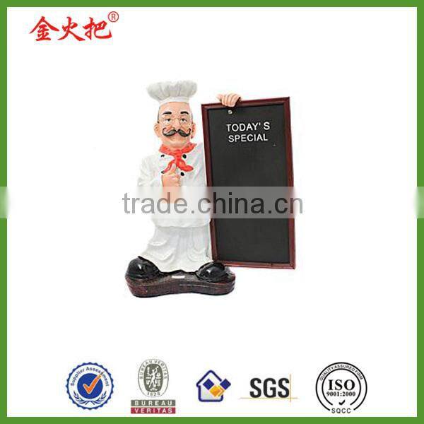 Hot sale resin 12''french fat chef figurine tray sign diner new decor kitchen