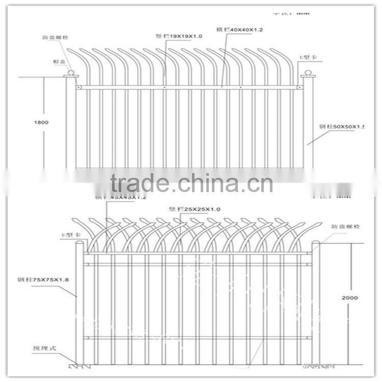 Guangzhou factory wholesale powder-coating security wrought iron fence for garden ZX-XGHL18
