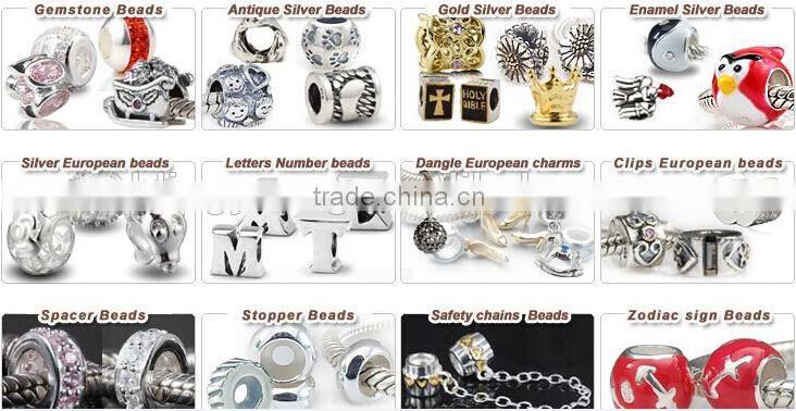 European jewelry 925 sterling silver diamond pave loose beads