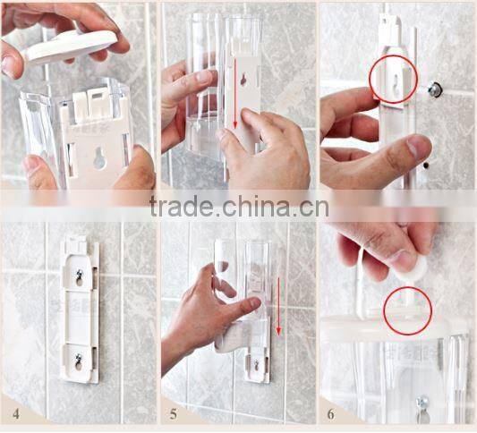 Clear plastic box of commercial liquid hand soap dispenser