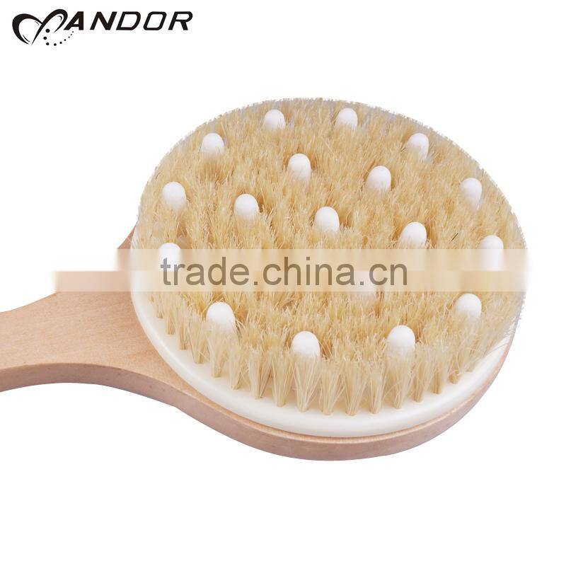 Cellulite Smoothing Circulation Massage Brush with straight wooden handle