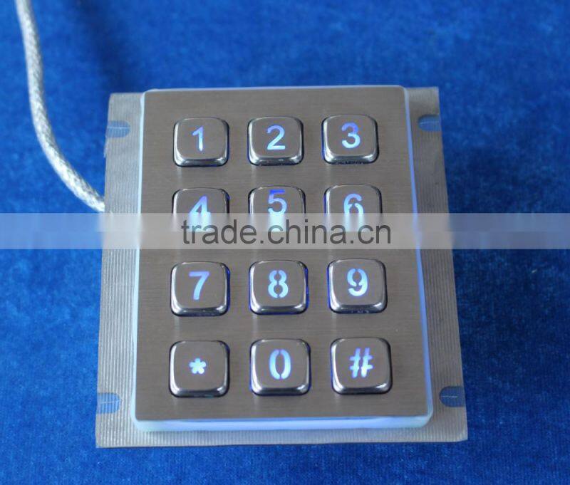 IP65 vending machine stainless steel backlit keypad