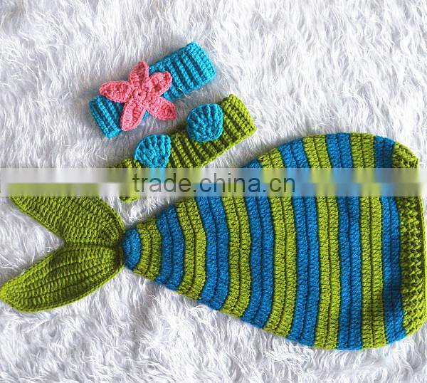 wholesale fashion costume crochet mermaid tail newborn photo props