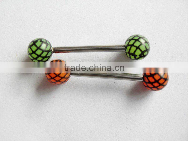 UV Acrylic check print tongue ring