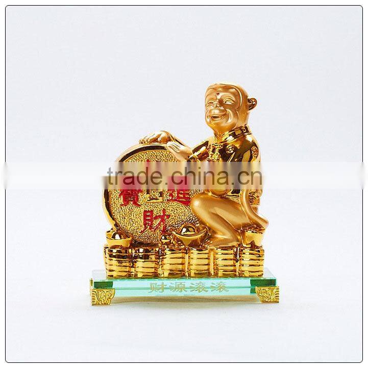 24K Golden color resin money statue , resin animal decoration , fengshui statue