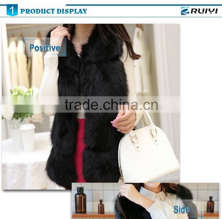 Ladies European fashion faux fur sleeveless waistcoat