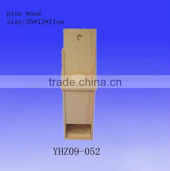 pine wood natural coloe wooden wine box single bottle