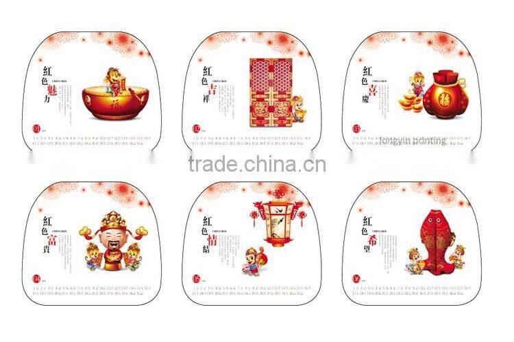 Reunion auspicious art calendar, desk calender printing in 2016