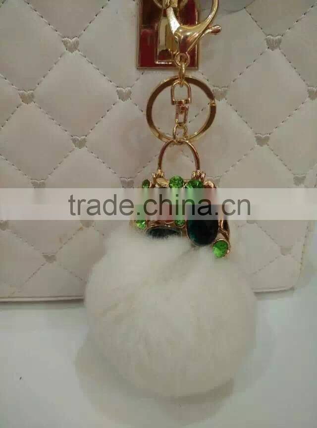 fur pompom maker/fox fur ball keychian/colourful rabbit fur pom pom ball for keyring and bags