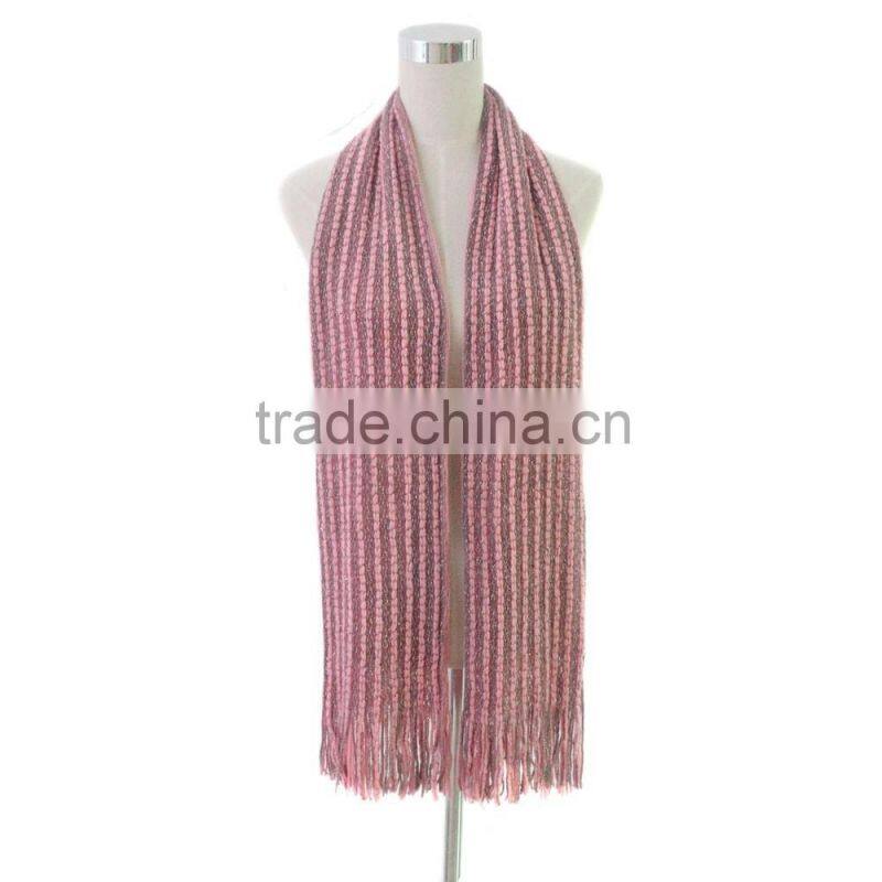 two tone color fringe best selling magic knitted infinity scarf