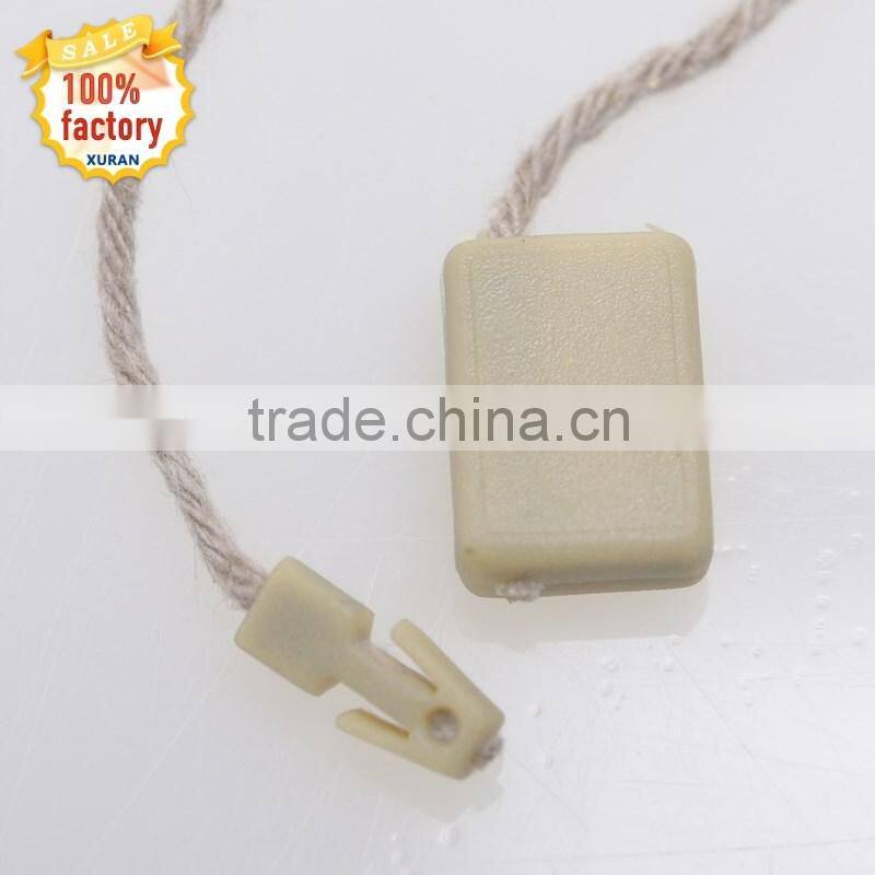 clothing plastic string seal tag&square desgin plastic seal tags with single hook
