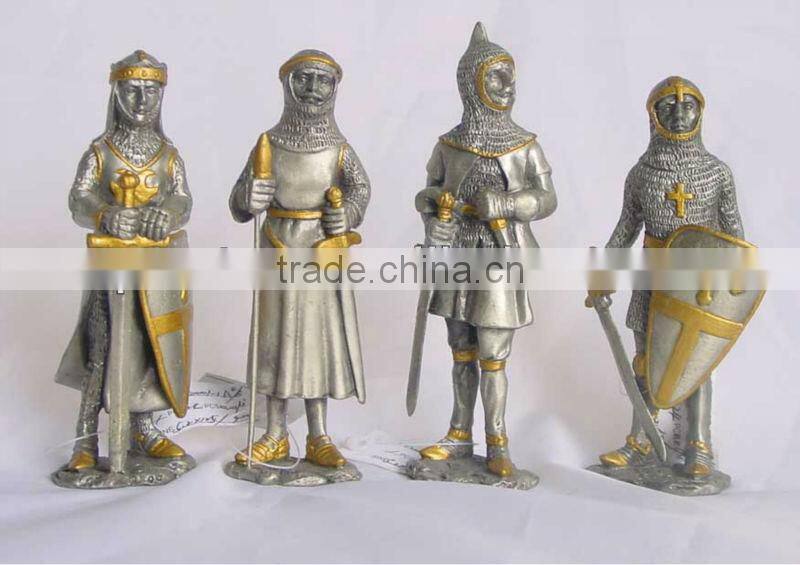 Ancient Gold Painted Metal Warrior Statues